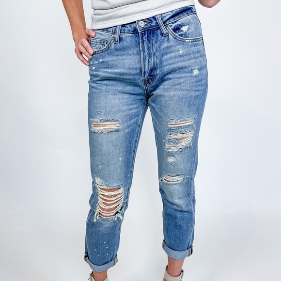 NWT Vervet by Flying Monkey Boyfriend Paint Splatter Distressed Jean - Picture 11 of 14
